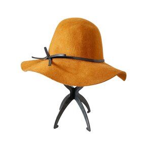 Women's 100% Wool Felt Floppy Hat Wide Brim Round Crown Caramel Brown